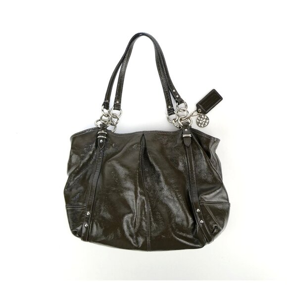 Coach Gunmetal Gray Patent Leather Shoulder Bag 16231 - Picture 1 of 12